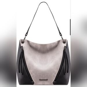 Montana West Hobo Bag Purse for Women Top Handle Handbags with Zip-Grey/Black